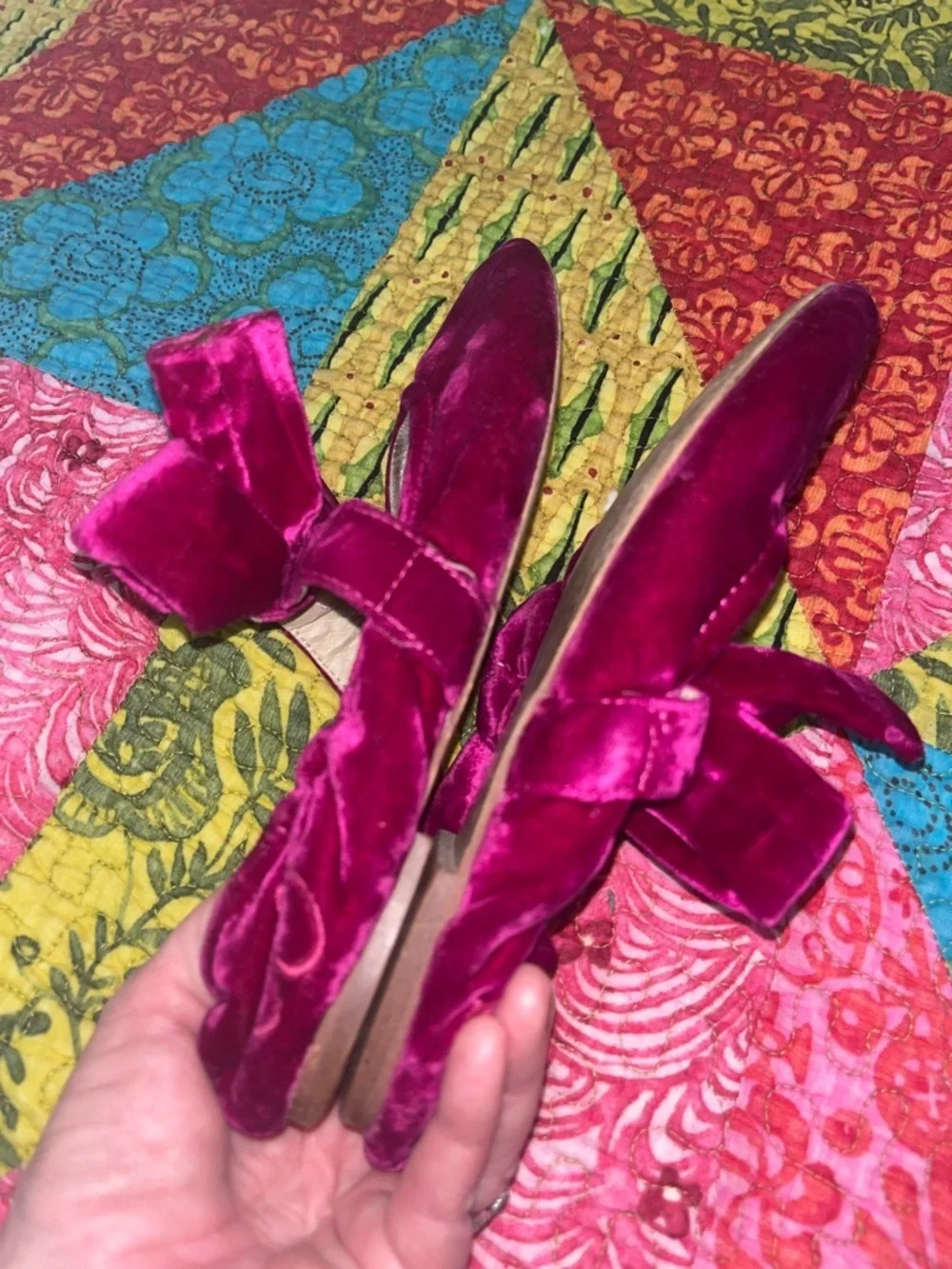 Sam Edelman Kids Velvet Bow Flats - Fuchsia